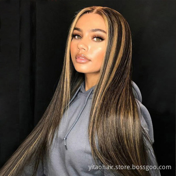 FZY Wholesale Price Good Omens Cosplay P#4/27  with highlights silk straight Synthetic hair Wigs with lace front  Vendor